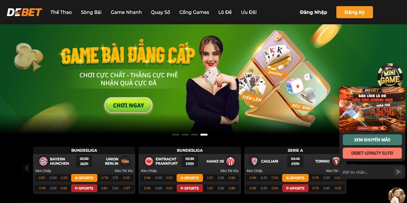 Sảnh chơi Casino Debet cung cấp một loạt các tựa game độc đáo và phổ biến 